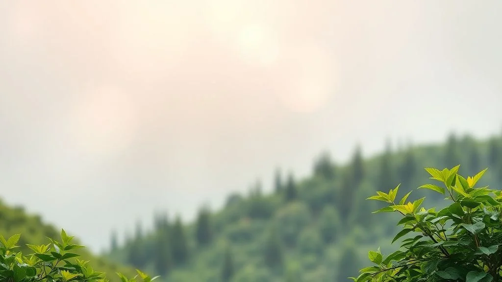 A majestic ancient forest at dawn with ethereal fog and dramatic light rays